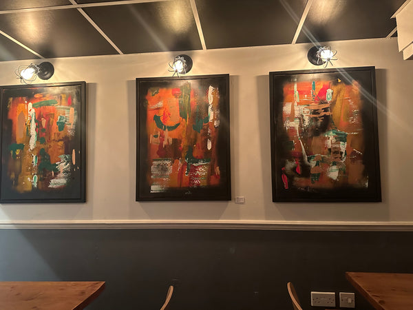 Orange Contemporary Painting Triptych