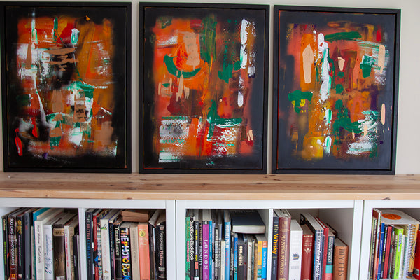 Orange Contemporary Painting Triptych